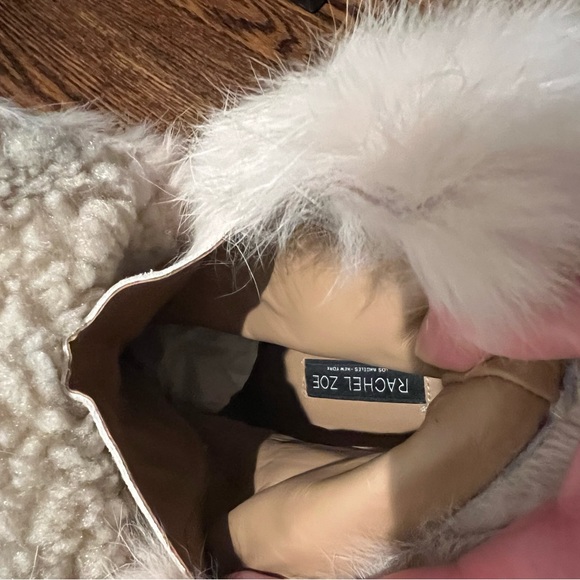 Rachel Zoe Fur & Suede Wedge Heel Booties with gold accents Size 9.5 (fits a 9) - Picture 8 of 9